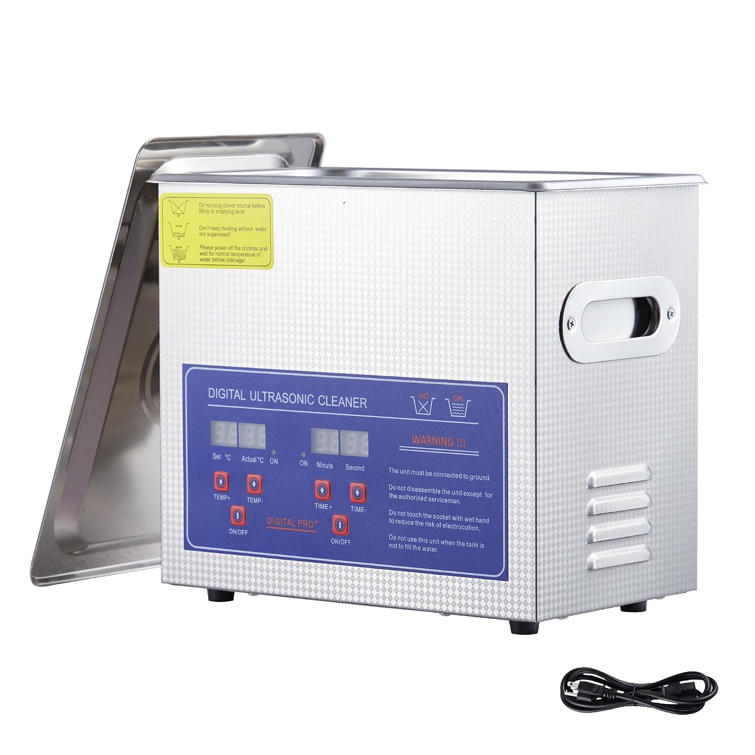 3.2L Ultrasonic Cleaner, Professional Ultrasonic Jewelry Cleaner with Digital Timer and Heater, 40kHz Stainless Steel Cleaning Machine for Glasses Watches Rings Dentures