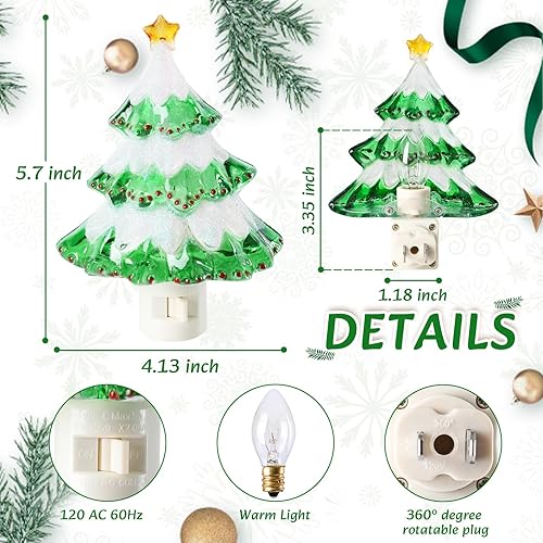 Miniatura 2 de MUMTOP Luces nocturnas de Navidad que se enchufan a la pared, luz nocturna de árbol de Navidad, luz nocturna para dormitorio de Navidad o baño,