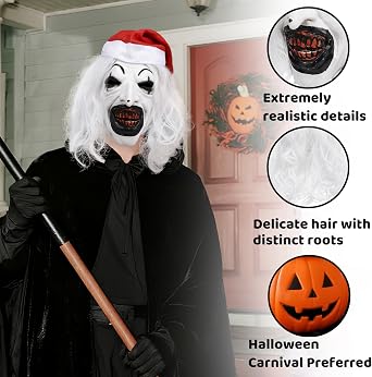 Halloween Art The Clown Mask Horror Killer Costume Silicone White Full Face Jocker Mask