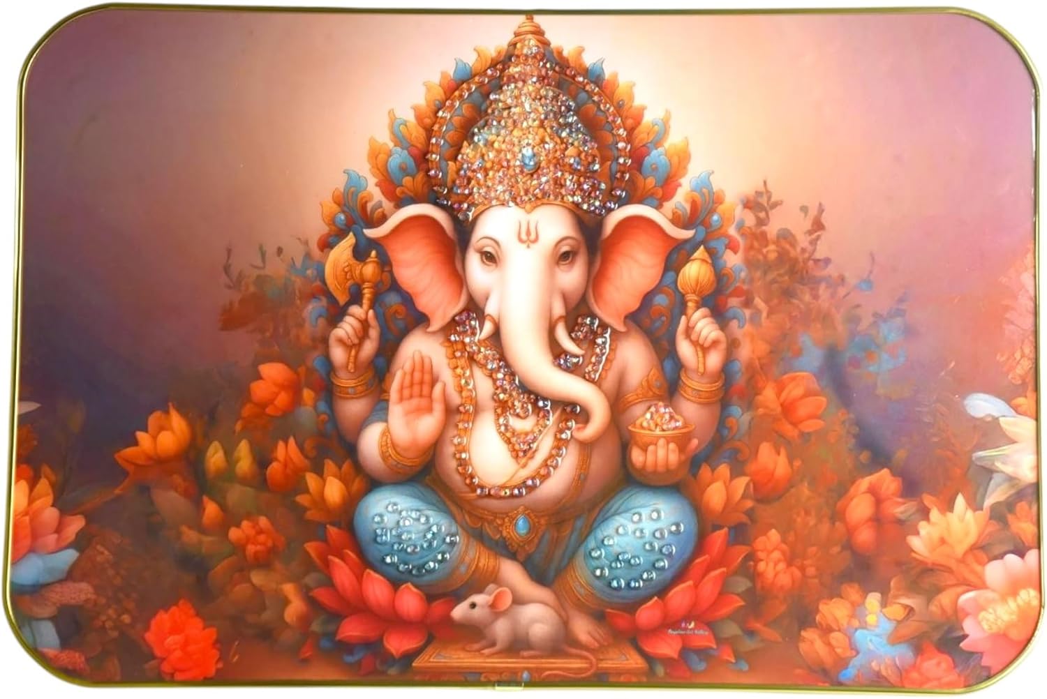 18x12 Inch Orange Ganesh Photo Frame for Home, Room, Office Wall Decore K4827