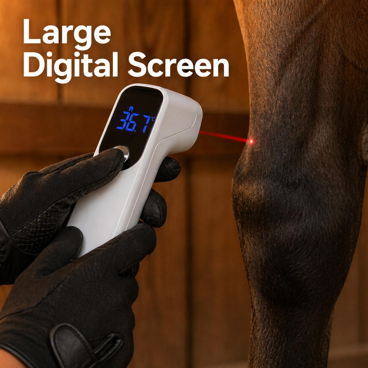Horse Hoof Temperature Detector – Spot Heat Changes in 1 Second to Catch Hoof Issues Early – Non-Contact Infrared Thermometer for Horses, Color Alert, Stress-Free Daily Checks for Hoof & Leg Health