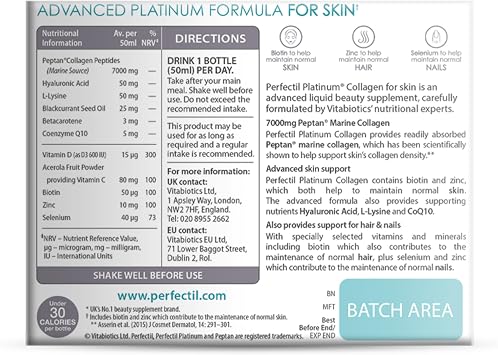 Perfectil Platinum Collagen Drink Supplement for Women Skin - 10 x 50 ml vials
