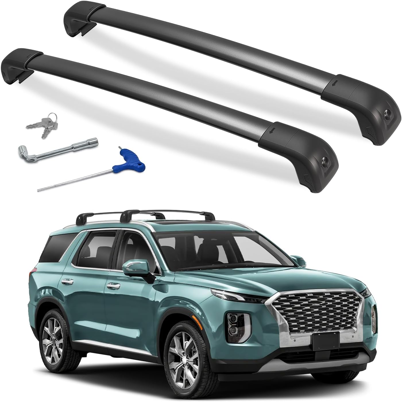 300lbs Roof Rack Cross Bars Compatible with Hyundai Palisade 2019-2025 SE/SEL/XRT/Limited/Calligraphy with Lock, Aluminum Cross Bar for Rooftop Cargo Luggage Kayak Canoe Bike Snowboard