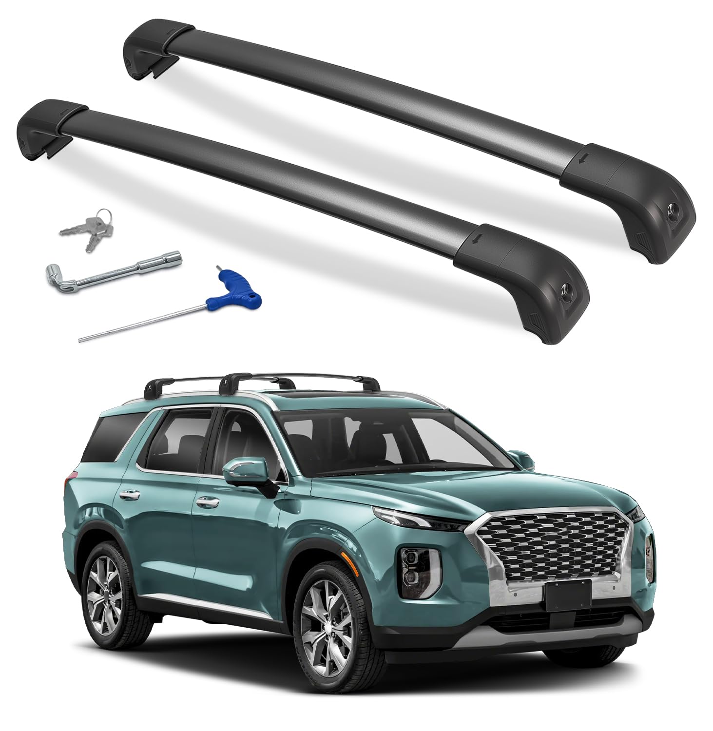 Soruci - Roof Rack Cross Bars Compatible with Hyundai Palisade 2019-2025 SE/SEL/XRT/Limited/Calligraphy with Lock, Aluminum Roof Cargo Carrier Crossbar