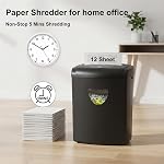 Woolsche 12-Sheet Cross Cut Paper Shredder with Large 5.55-Gallon Basket - P-4 Security, 3-Mode Shred for Cards/CDs/Staples/Clips - Jam Proof System for Office (ETL Certified)