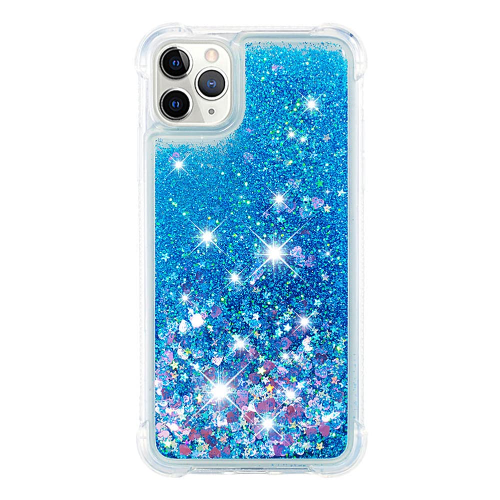IMEIKONST Custodia Compatibile con iPhone 11 Pro con Cavalletto ad Anello, Brillantini Glitter Gradiente Sabbie Mobili Trasparente Silicone Bumper Antiurto Cover per iPhone 11 Pro. Viola Blu JBZ