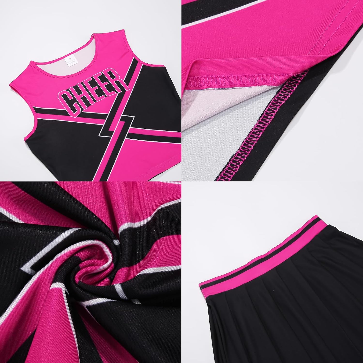 Women Cheerleader Uniform Costume Adult Crop Top Cheer Outfit Halloween Party Cosplay