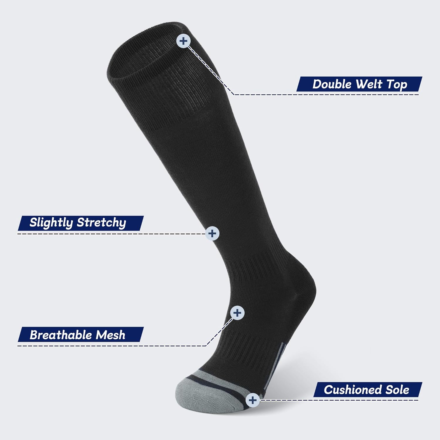 3 Pack Soccer Socks Softball Baseball Football Socks for Youth Men and Women - Image 4