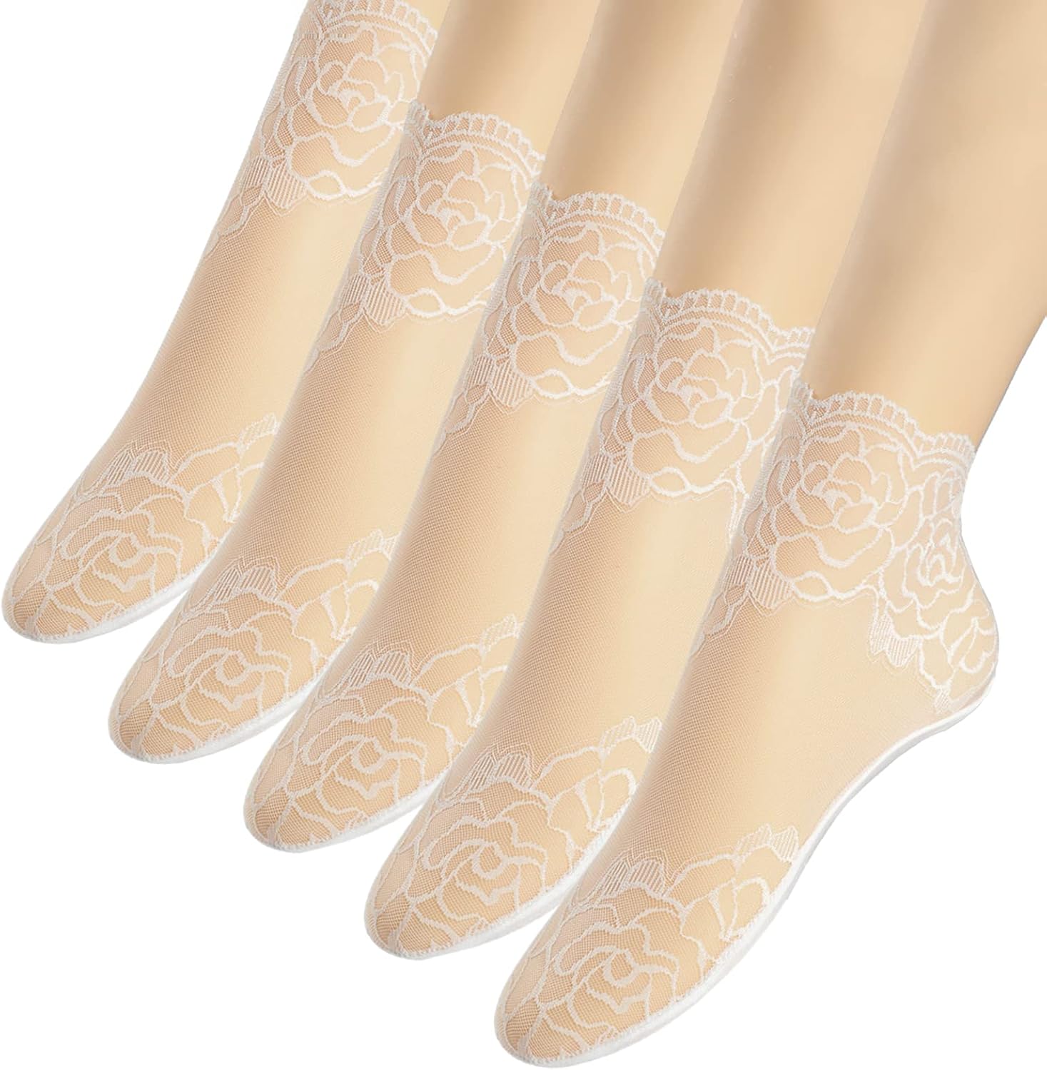Lace Ankle Socks For Women - 5Pairs ruffle socks women - Fishnet Ankle Women Socks