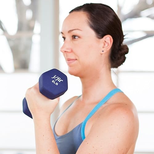 Miniatura 8 de JFIT - Pares y conjuntos de mancuernas - Opciones de pares de mancuernas de neopreno y vinilo o 7 opciones de conjuntos de estantes de mancuernas de