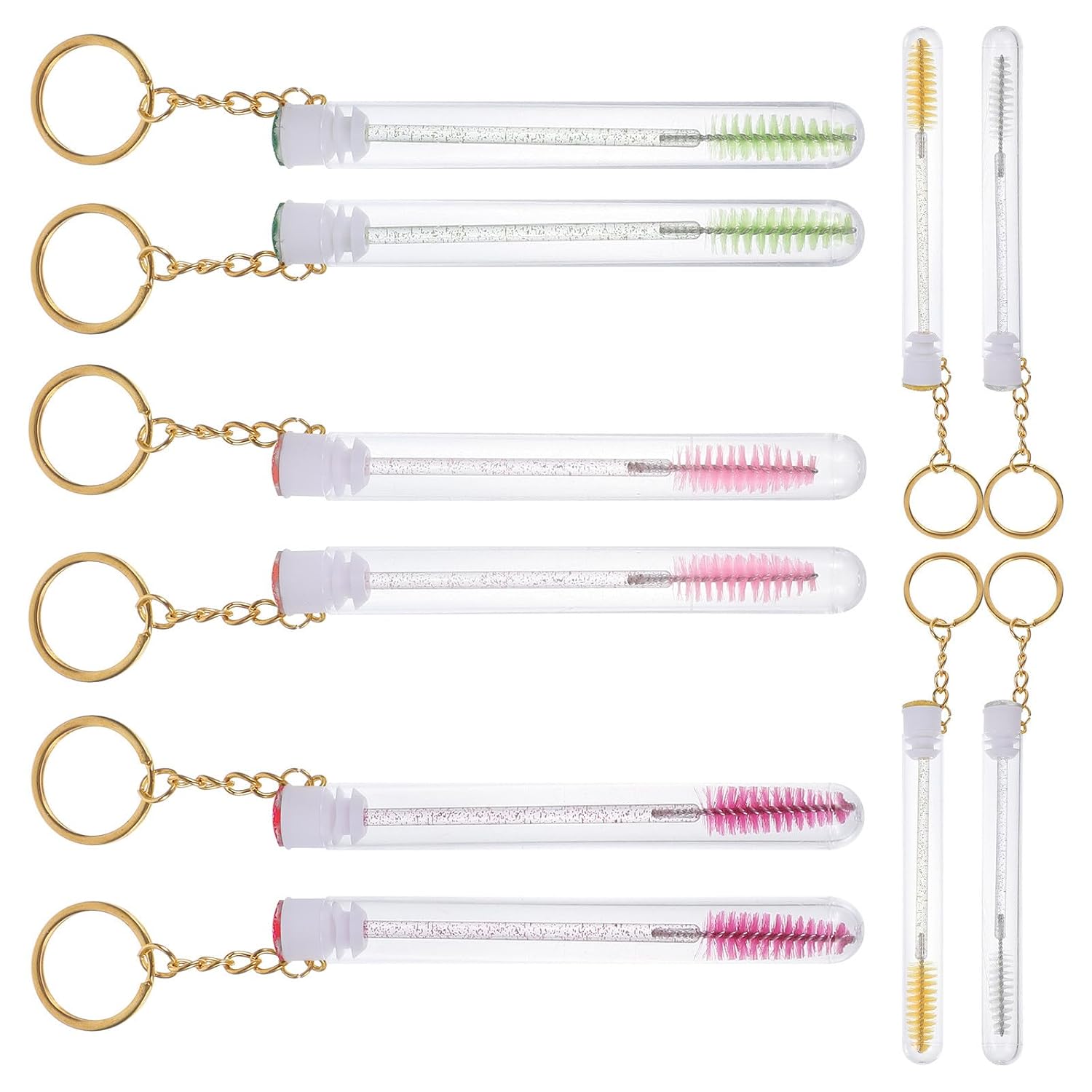 CLISPEED Eyelash Brush Safe Ps Material with Tube and Keychain 10 Pcs for Women Makeup Lash Brush with Portable Tube Design, Stylish and Decorative Eyelash Makeup Tool