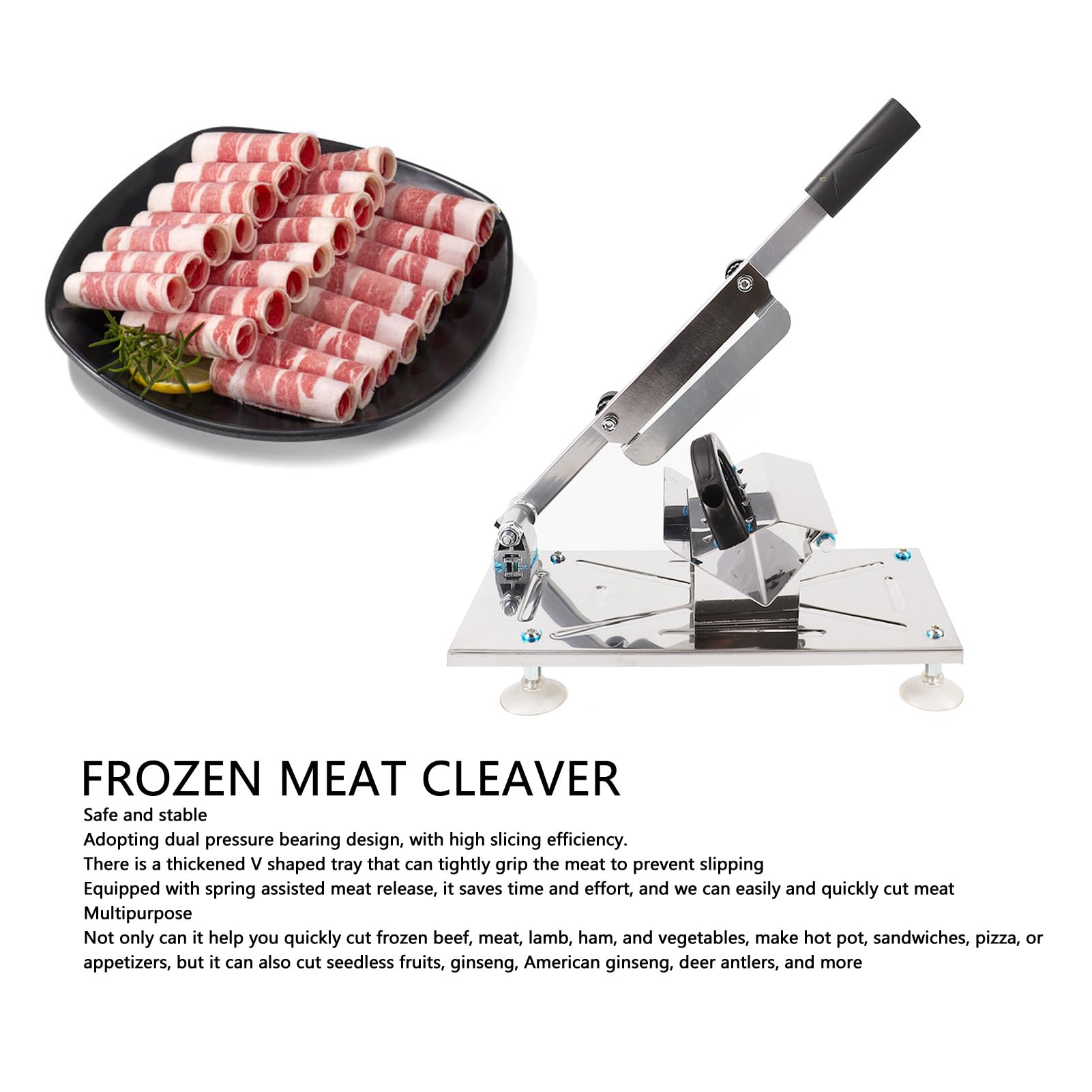 Per manuale, per acciaio inossidabile, taglio di carne congelato manuale con manico, casalinga per pancetta di formaggio a montone di manzo