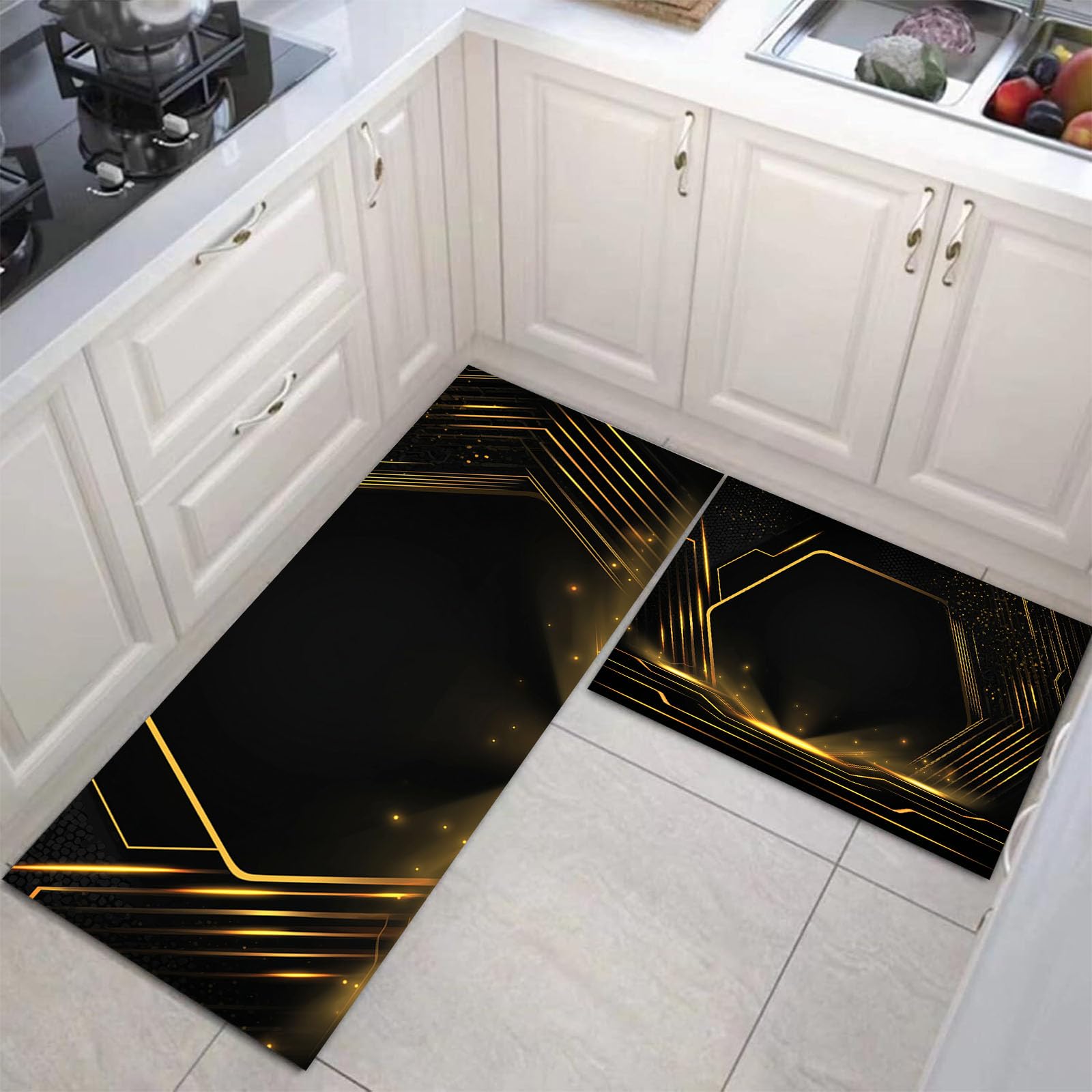 Tapis cuisine devant evier lot de 2 moderne pour couloir et salle à manger
