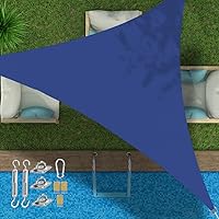 Vista 16 de Toldo triangular de bloqueo UV, toldo impermeable para jardín al aire libre para patio con kit de herrajes de acero inoxidable 304, gris, 6.5 x 6.5