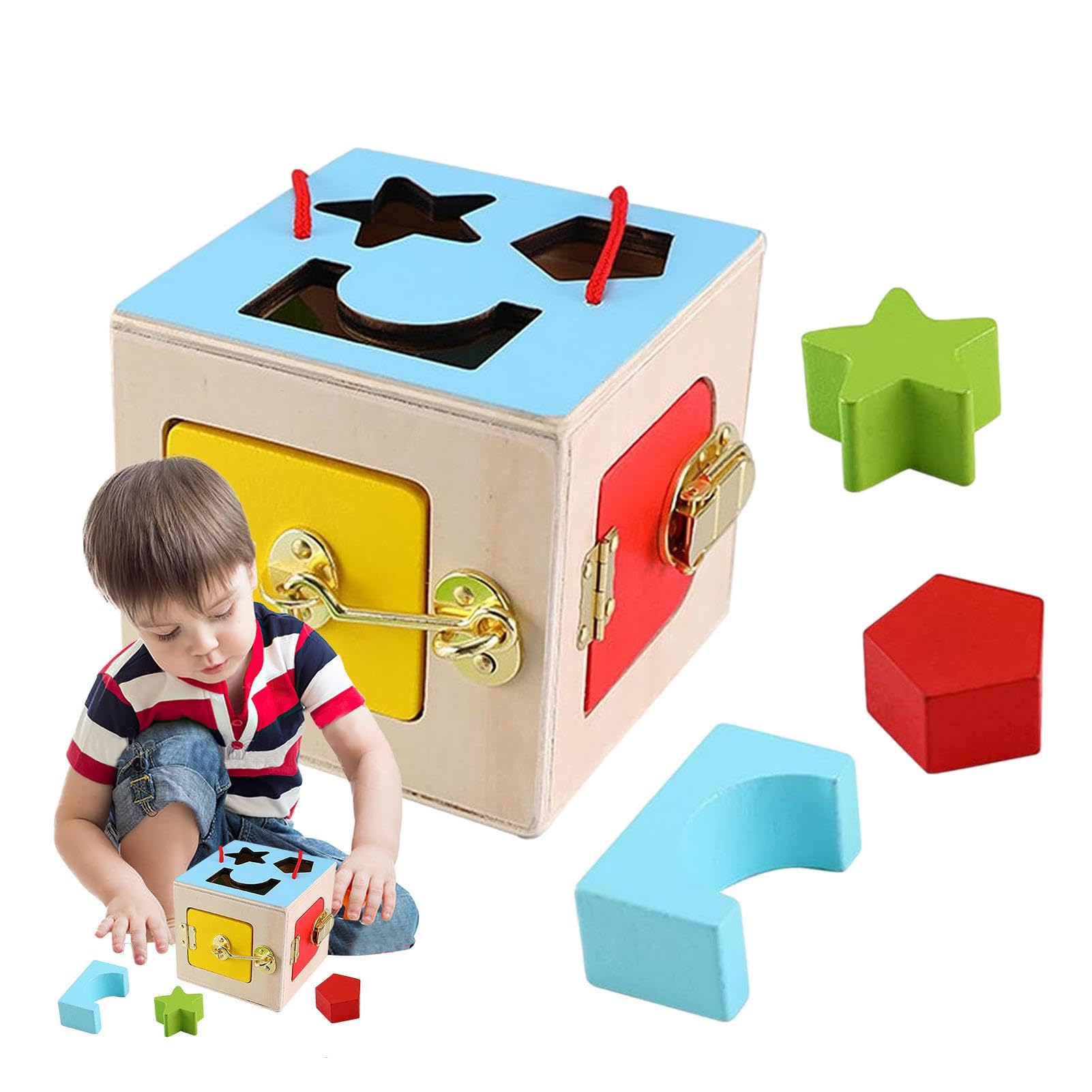 Umiocns Latches Box Toy,Wooden Learning Education Board Educational Kids  Learning Sensory Toys With Various Lock Mechanisms For Travel
