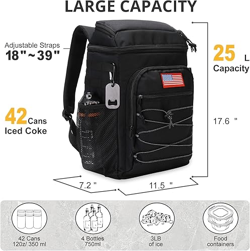 Miniatura 3 de Mochila térmica táctica de 25 L, aislada, a prueba de fugas, mochila grande para el almuerzo, impermeable, para hombres, mujeres, adultos, trabajo,