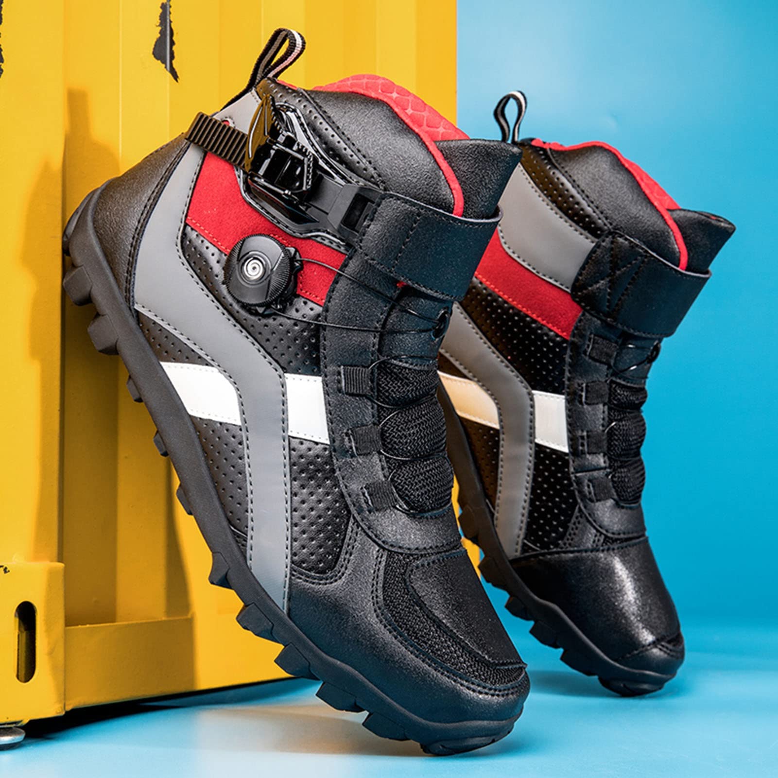 Bottes De Moto Homme En Cuir Microfibre – Antidérapantes, Respirantes, Légères, Pour La Route Et Le Quotidien - 8