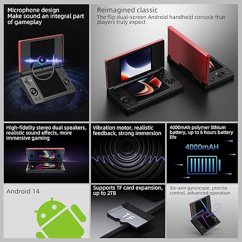 Miniatura 8 de Aivuidbs RG DS Foldable Handheld Game Console RK3568 Anbernic RG DS Android 14 System two-Player Joystick Top and Bottom Dual Screen 4 inch OCA Full