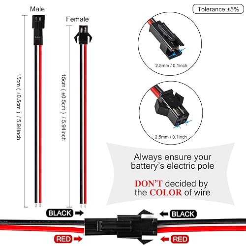 Miniatura 2 de Chanzon 20 pares de conectores Jst SM2.0.197 in de paso 20AWG para micro jack de 2 pines y cable de cobre estañado UL1007 de 5.9 pulgadas (5.9 in)