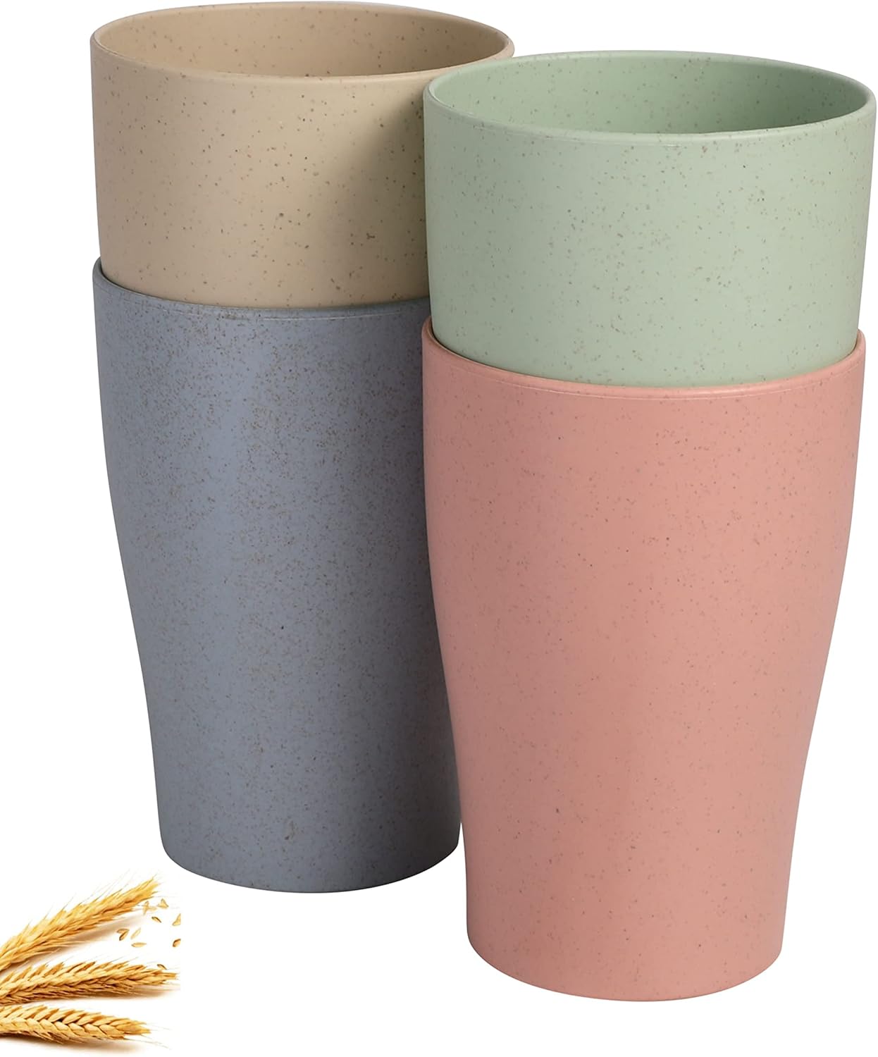 Wheat Straw Cup Unbreakable and Reusable Drinking Cups Eco-Friendly Healthy Tumbler Set for Milk Juice and Water Dishwasher Safe (4 Pcs 11OZ) - Image 7