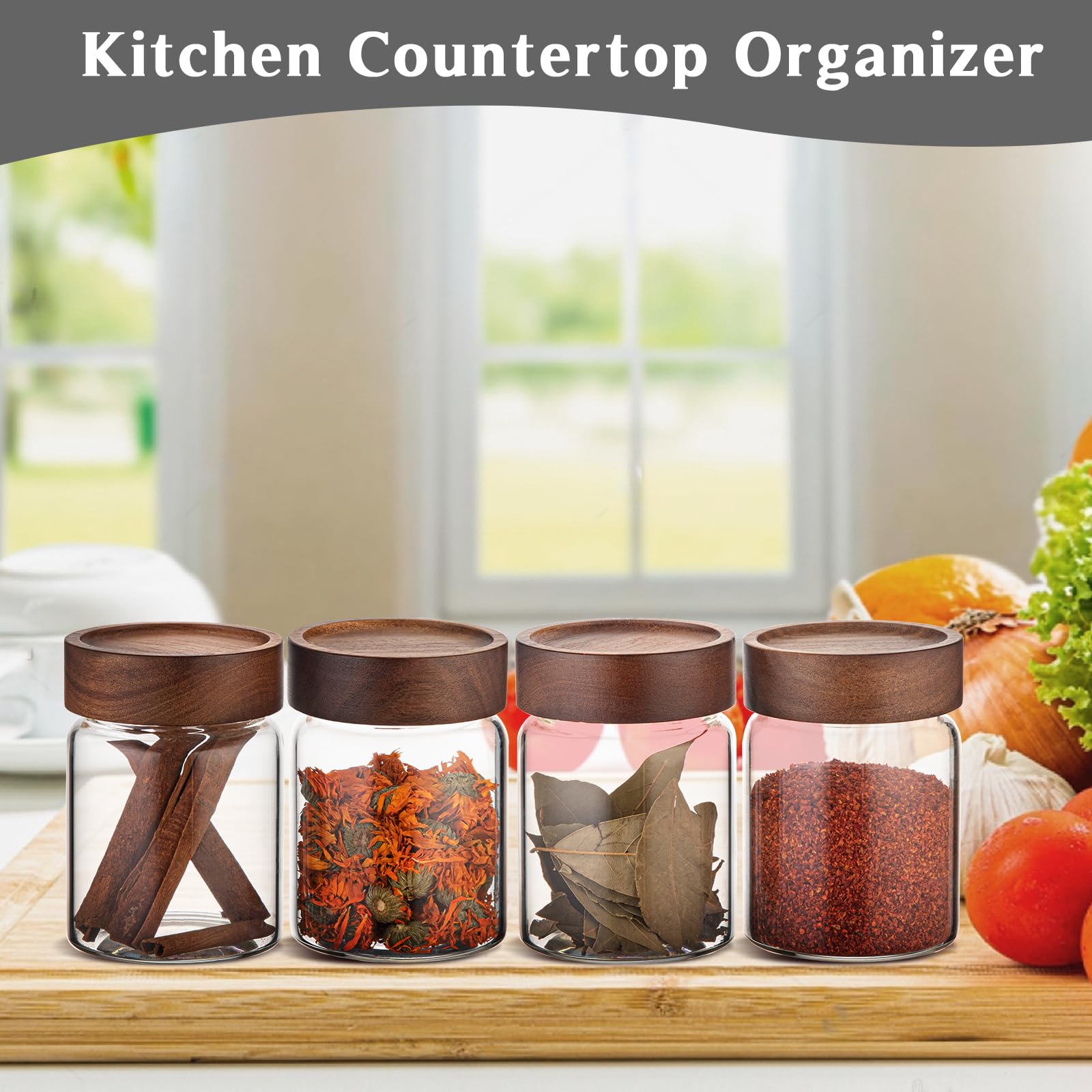 Botes Cristal Con Tapa Tarros De Especias De Vidrio Con Tapa Hermética De  Bambú Tarros Cristal, image size:1600x1600