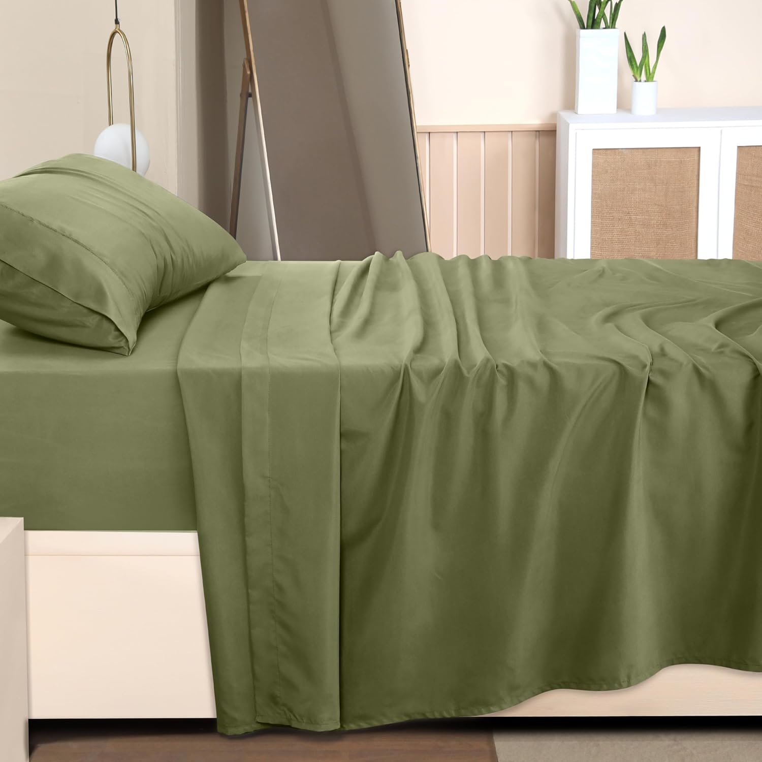 Utopia Bedding Twin Bed Sheets Set - 3 Piece Bedding - Brushed Microfiber - Shrinkage and Fade Resistant - Easy Care (Twin, Olive) - Image 7