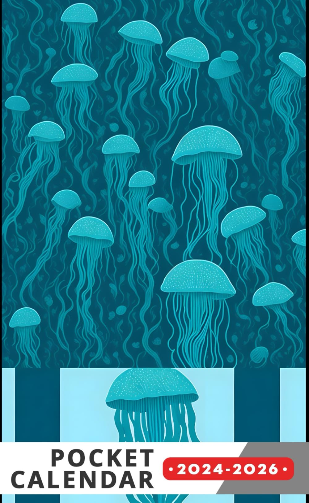 Pocket Calendar 2024 - 2026: Three-Year Monthly Planner for Purse , 36 Months from January 2024 to December 2026 | Jellyfish print | Tablecloth | Seamless pattern