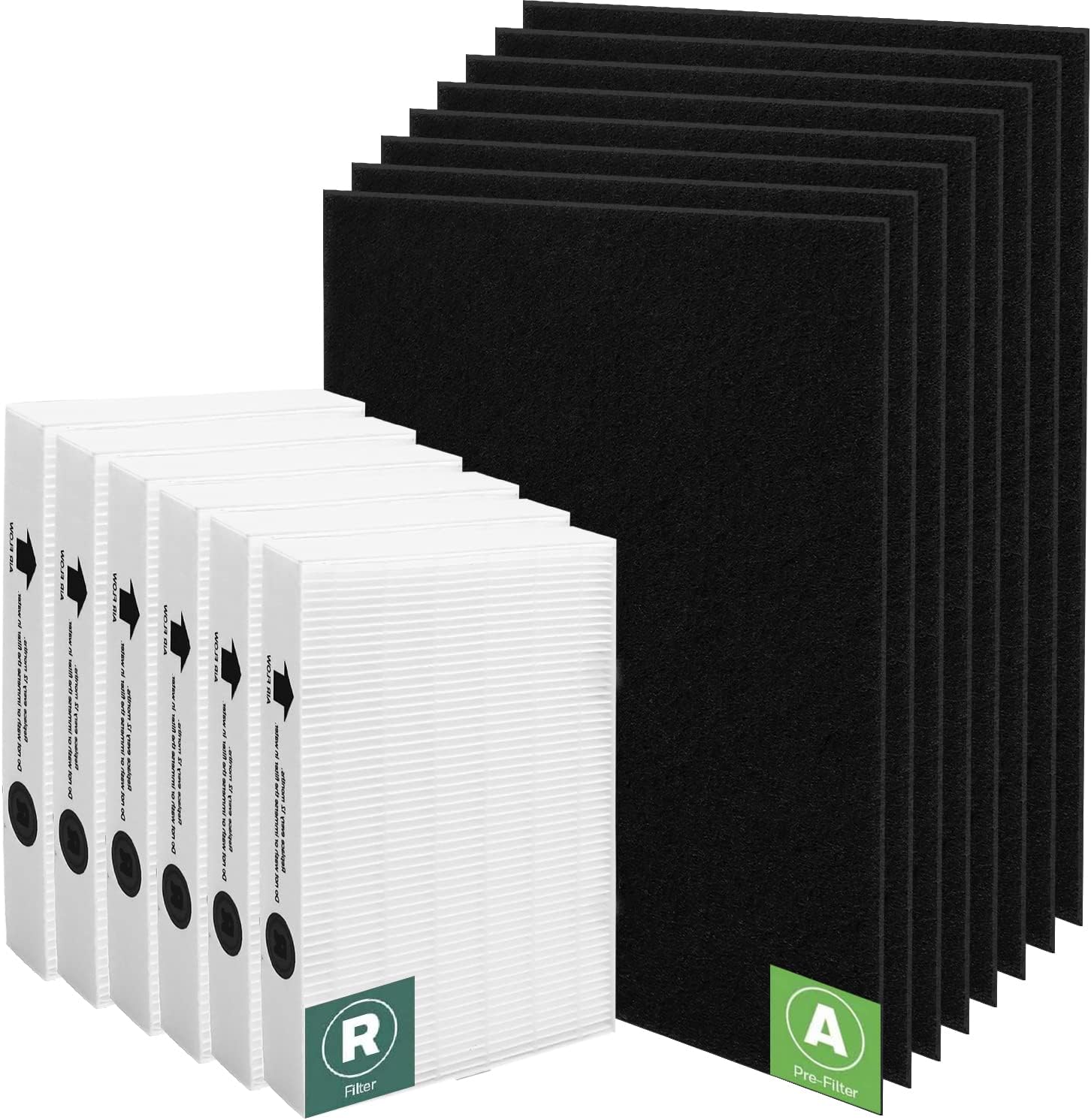 HPA300 HEPA Filter Replacement for Honeywell HPA300 Series Air Purifiers HPA300, HPA300VP, HPA304 HPA3300, Replace HRF-R3 (6 Ture HEPA R Replacement Filters + 8 Activated Carbon Pre-Filter)