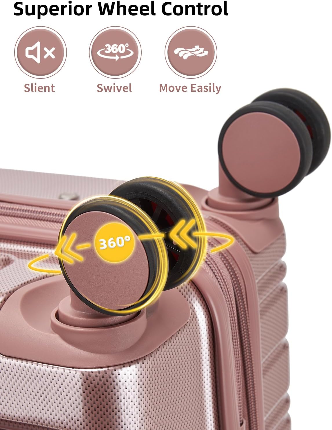 LARVENDER Carry On Luggage 22x14x9 Airline Approved, 20 Inch Expandable PC+ABS Hardside Carry On Luggage with Front Pocket Spinner Wheels TSA Lock for Women Men (Rose Gold)