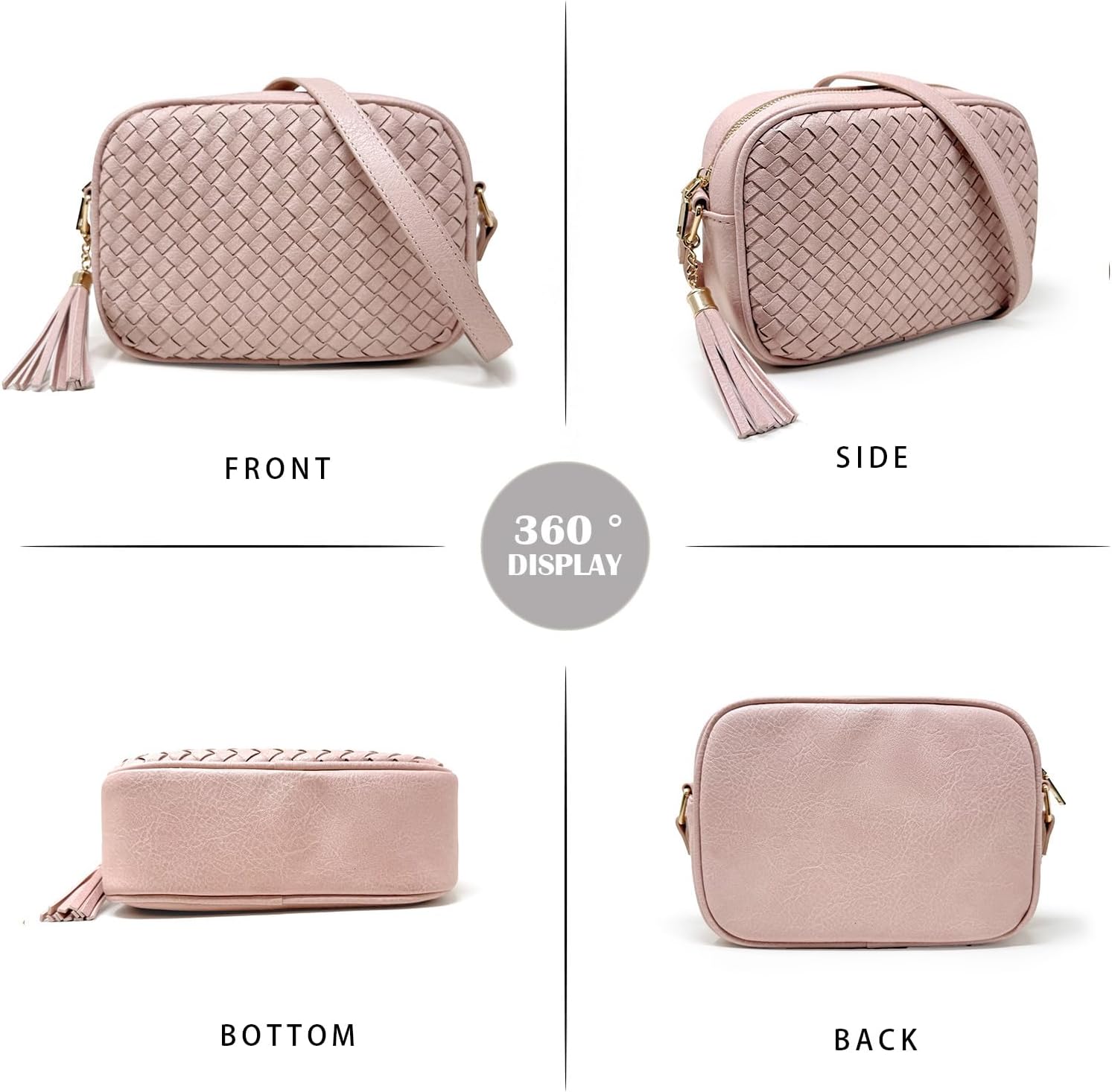 AFKOMST Woven Crossbody Bags for Women Small Summer Purse and Boho Cross Body Handbag with Tassel, Vegen Leather | Fit Long Wallet, Spacious Room - Image 4