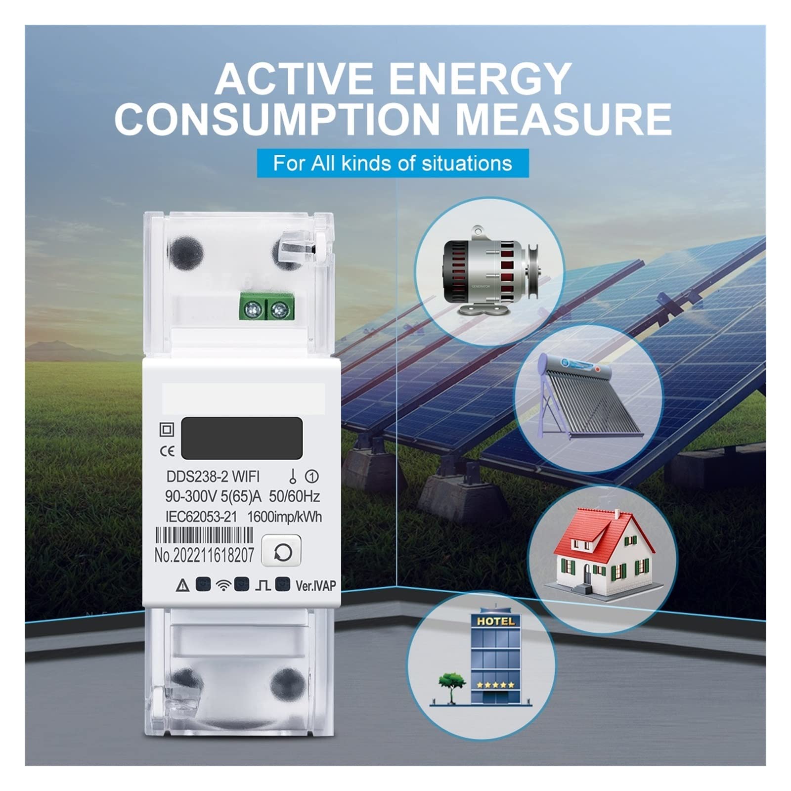 Contatore Energia Elettrica, Bidirezionale Contatore di energia Timer Consumo energetico Monitor KWh Meter Wattmetro Tensione e protezione corrente, Facile da Installare