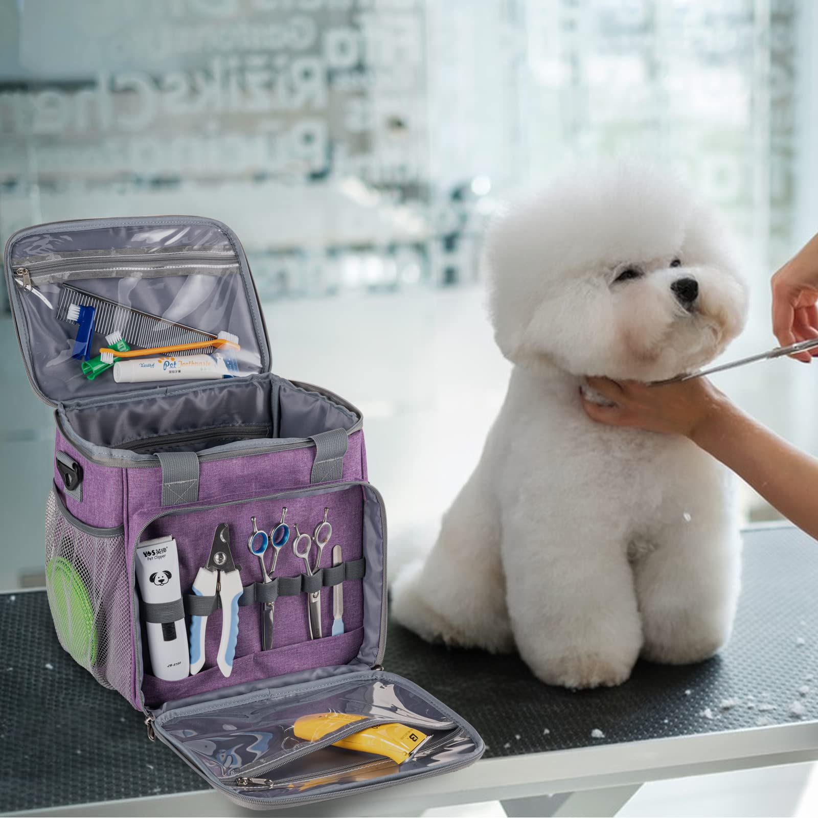Sac de toilettage pour animaux de compagnie, accessoires de transport et toilettage pour chien