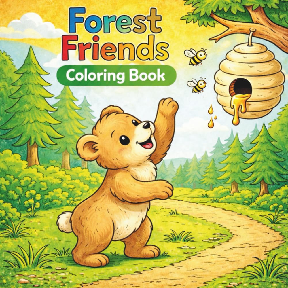 Forest Friends Coloring Book: Cute and Simple Coloring Pages for Kids Ages 3–5