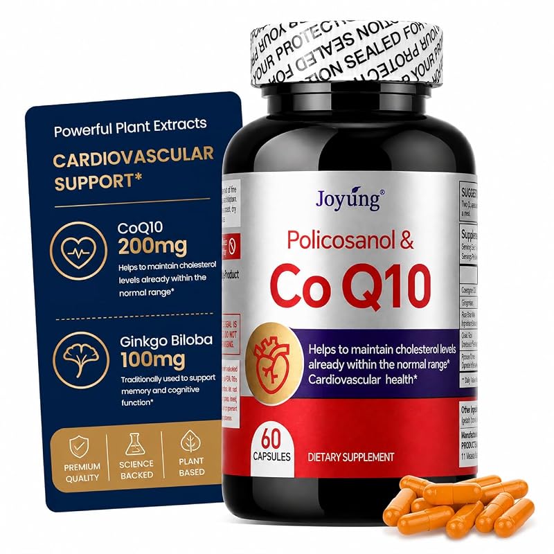 Joyung Suplemento de CoQ10 com Ginkgo biloba 100 mg e Coenzima Q10 200 mg, 60 cápsulas