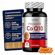 Joyung CoQ10 200mg Supplement with Ginkgo Biloba 100mg - coenzyme Q10, Supports Heart Health, Brain Function, Cellular Energy Production & Healthy Aging* - Third-Party Certified 60 Capsules