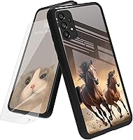 Vista 16 de Funda para Samsung Galaxy A12 5G con protector de pantalla, parte trasera de vidrio templado + TPU de silicona suave que absorbe los golpes