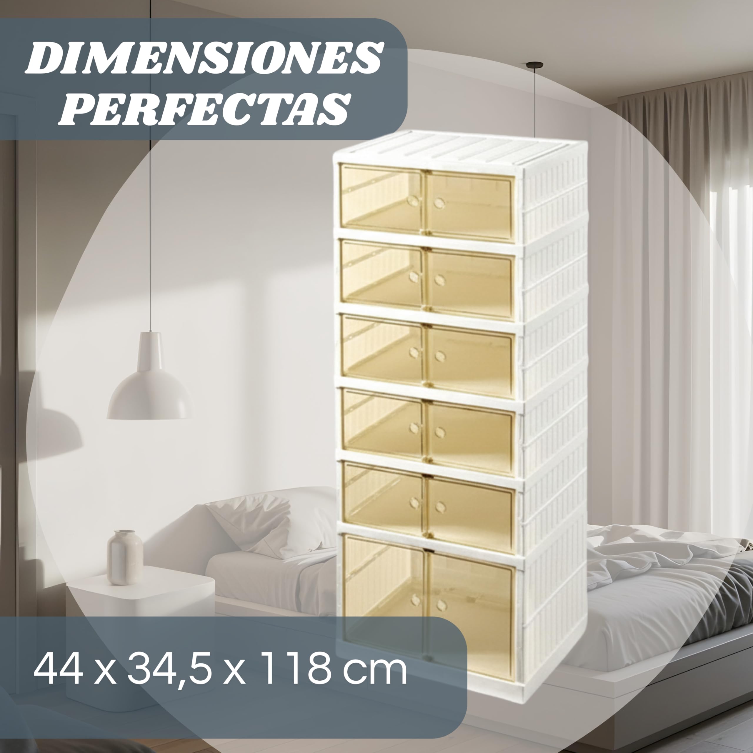 Zapatero Plegable Extensible con Puerta | 6 Niveles para 12 Pares de Zapatos | Plástico Duro Premium con Puerta Transparente y Magnética | Organizador de Armario, Baño, Cocina | 118 cm-44 cm-34.5cm