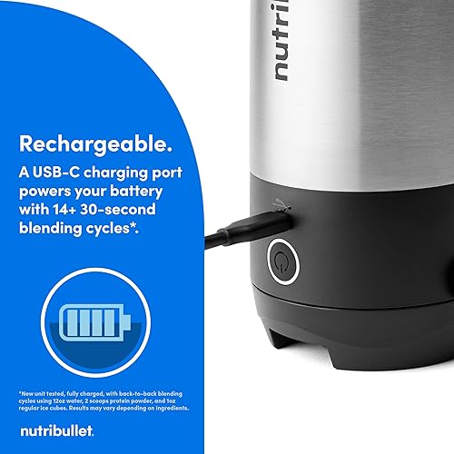Miniatura 9 de nutribullet Batidora portátil con vaso aislante, inalámbrico, acero inoxidable cepillado, NBPB50350SS
