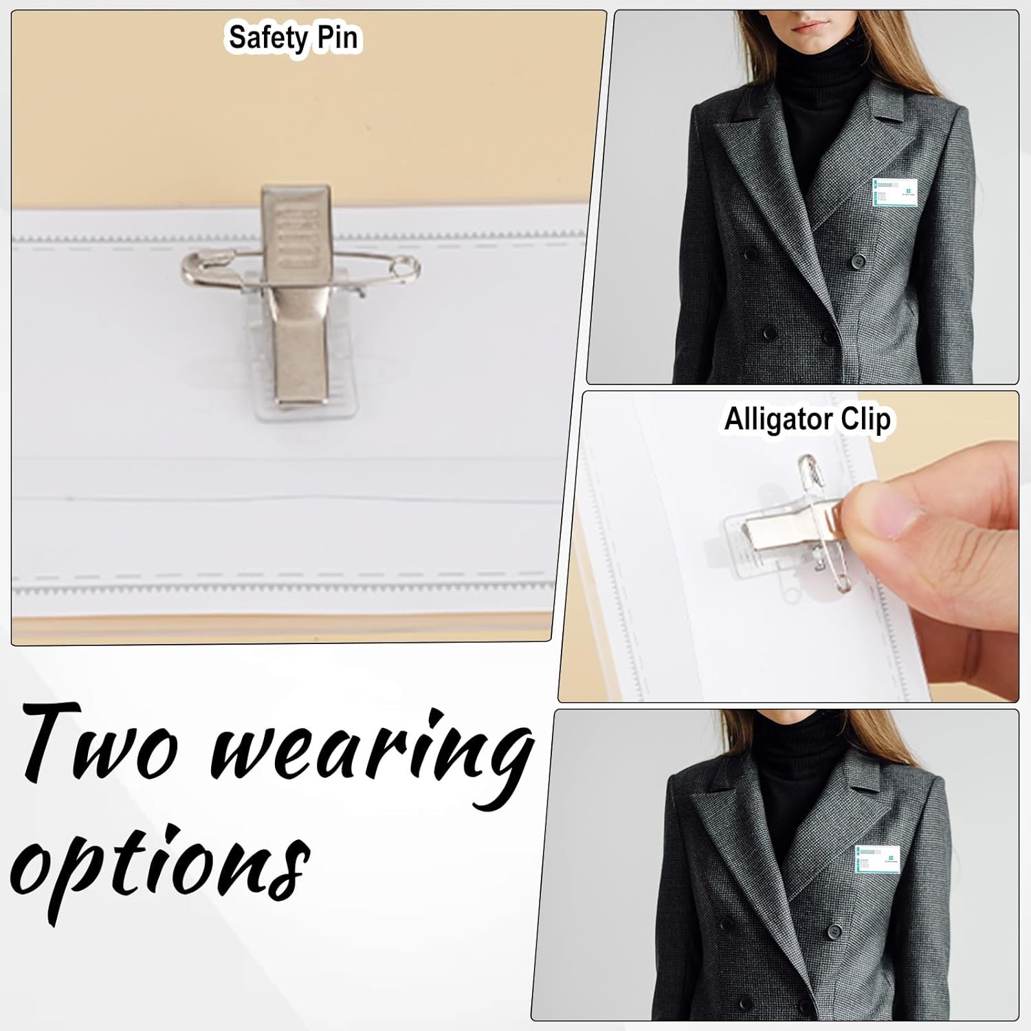 ANFAN 20 Pcs Name Tags with Pins, Clear Plastic Pin Badge Holder (3.54x2.16 Inch) with Inserts, Reusable PVC Name Tag for Conference, Event & Office - Image 4