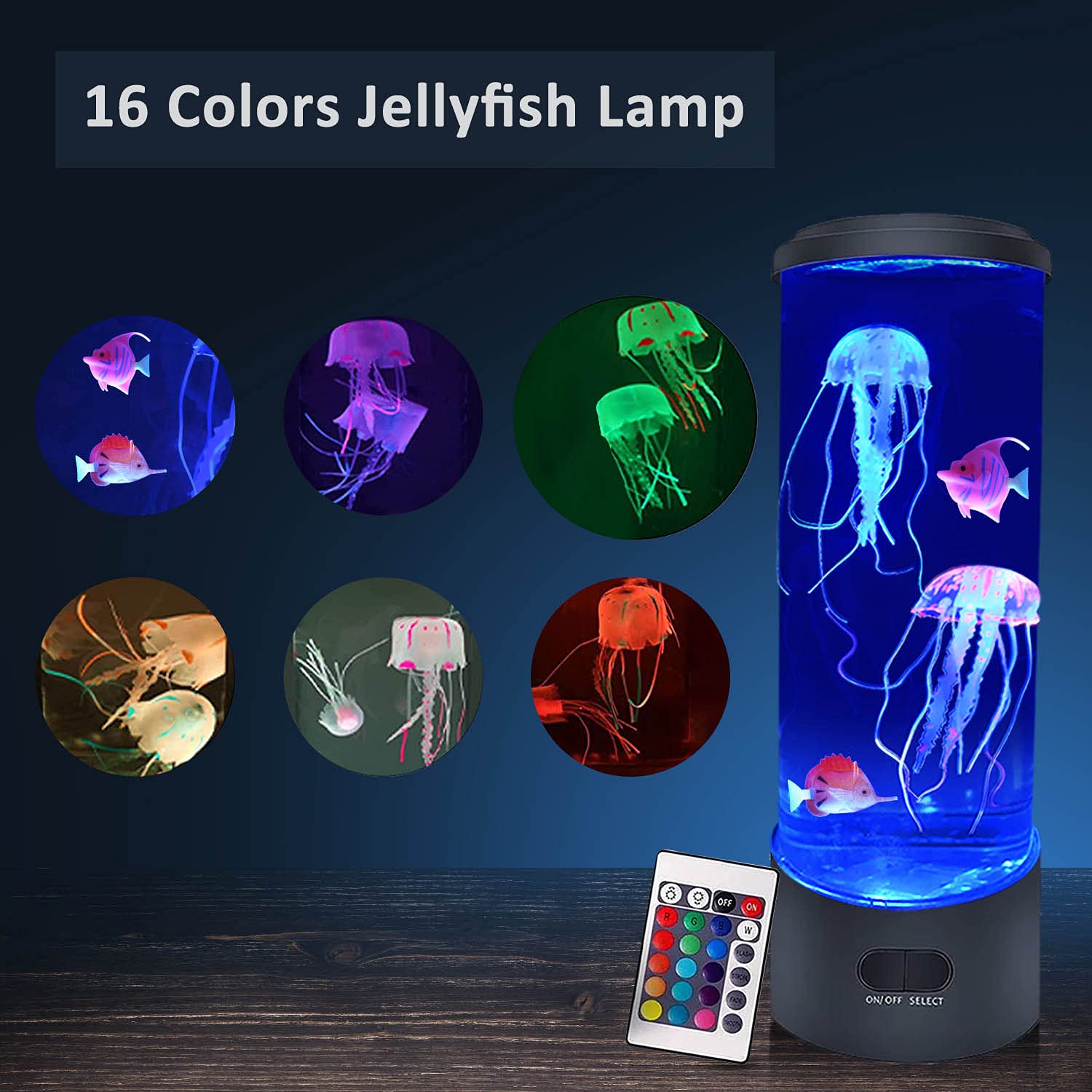 Lampada di lava meduse con 16 luci che cambiano colore, lampada da tavolo per acquario, luce notturna per casa, ufficio, ufficio, scrivania, luce per rilassarsi