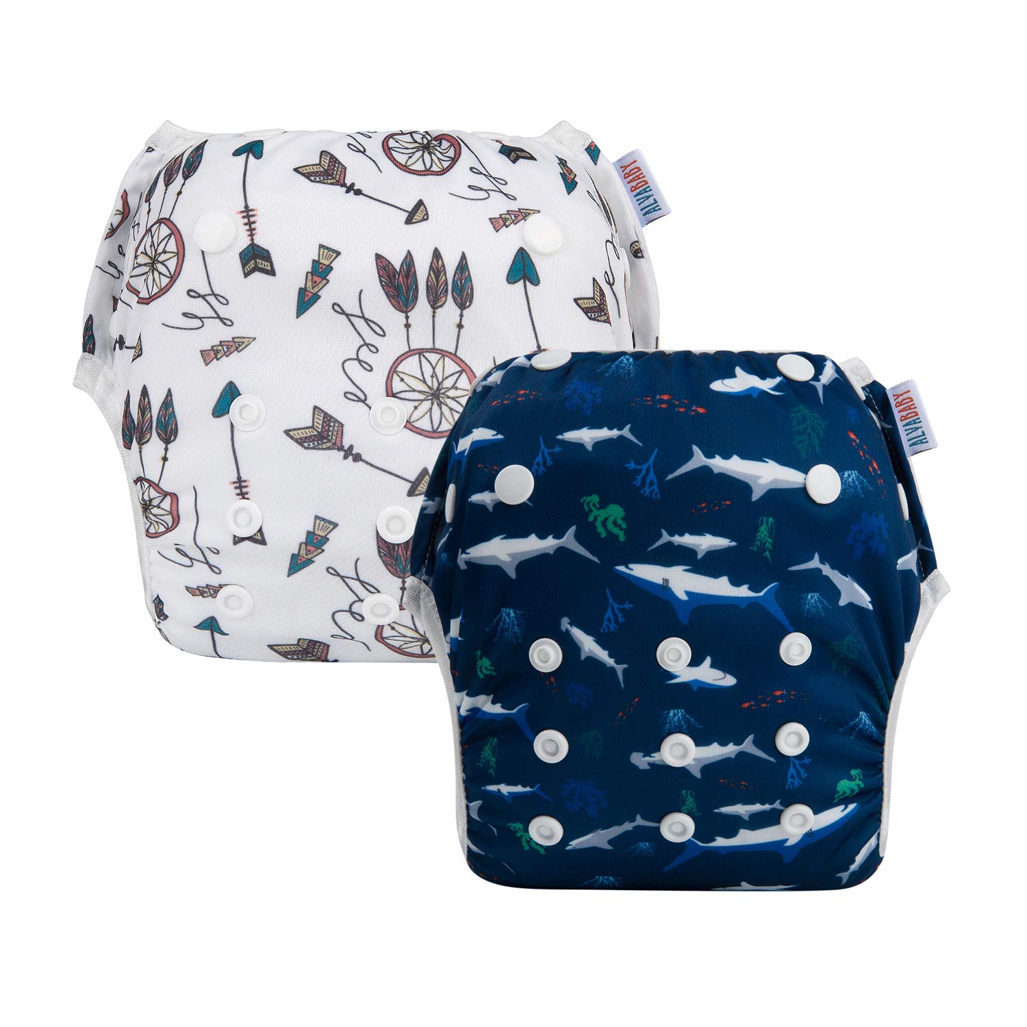 ALVABABY Swim Diapers 2pcs Reusable & Adjustable 02 Years