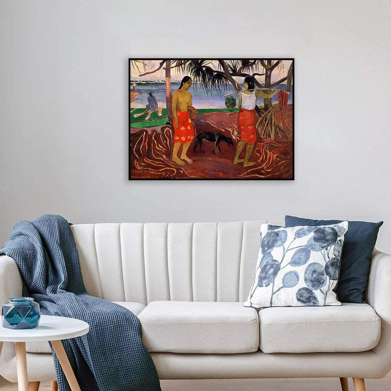 Schwarzer Rahmen-Leinwandbild-Paul Gauguin Poster und Kunstdruck-Berühmte Leinwand Gemälde Reproduktionen-'Kelp-Sammler II'Druck auf Leinwand-Landschaft Leinwand Wandkunst Bilder 30x42cm(12x17in)