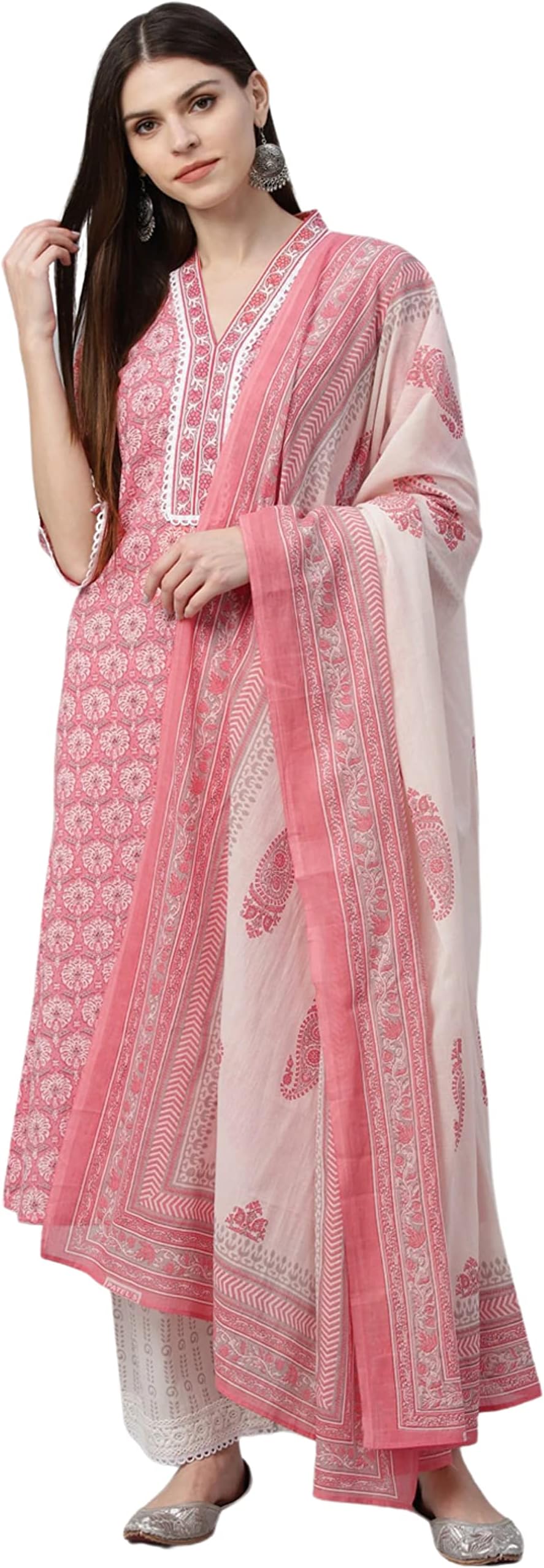 rytrasWomen's Rayon Straight Kurta with Palazzos and Dupatta Set