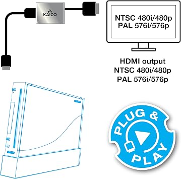 محول Kaico Wii إلى HDMI لوحدات تحكم Nintendo، يدعم إخراج المكونات - التوصيل والتشغيل NTSC وPAL