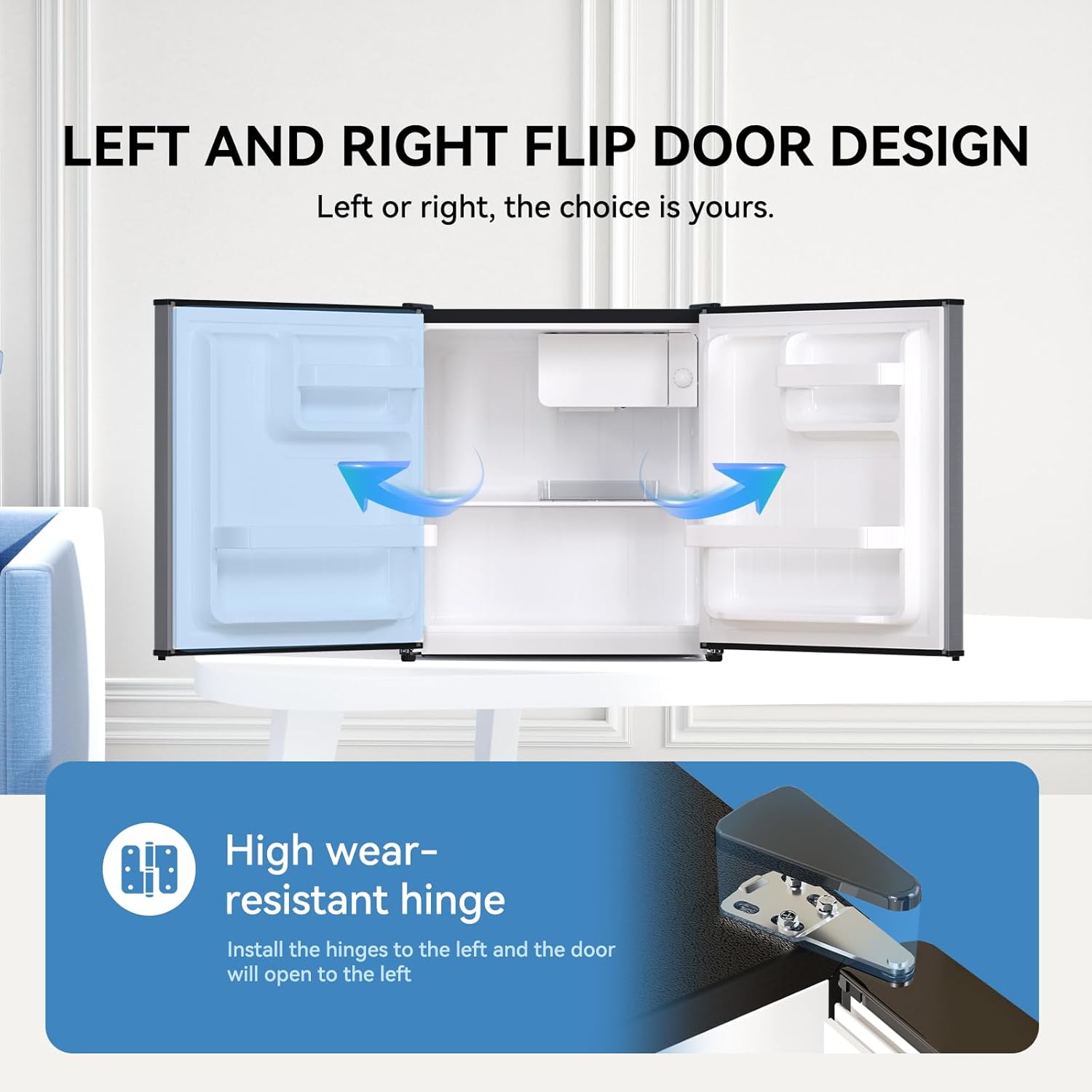 Frestec 1.7 Cu.Ft Mini Fridge with Freezer, Mini Fridge for Bedroom, Small Refrigerator, Dorm Refrigerators with Freezer, Compact Refrigerator for Office, Apartment, Dorm, Bedroom (Grey)