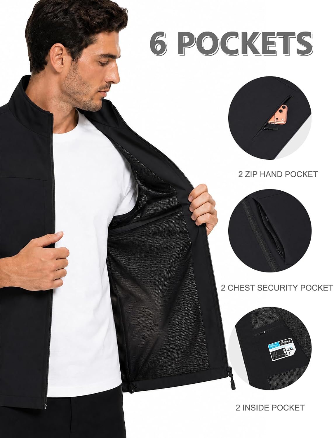 Men's Vest Lightweight Outerwear Sleeveless Jacket for Travel Hiking Golf