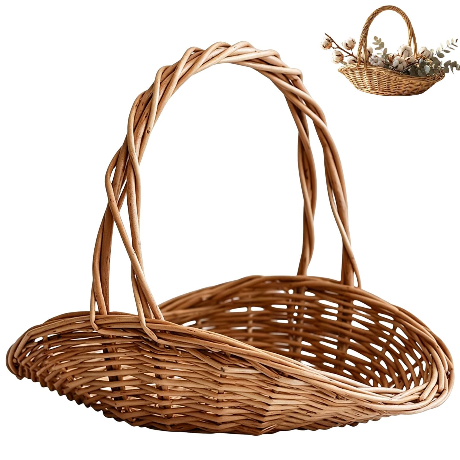 Panier de récolte en osier avec poignée pour rangement de fruits et légumes
