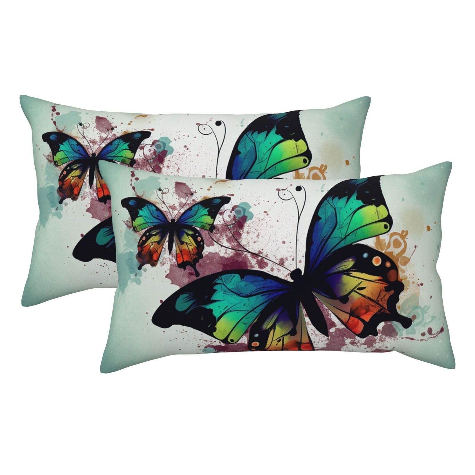 2 Pack King Pillow Cases with Hidden Zipper, Soft Breathable Pillow Covers for Hair and Skin, Artistic Butterfly Pillowcases 20"x36" Bed Pillow Protectors Cover for Sleeping Gifts