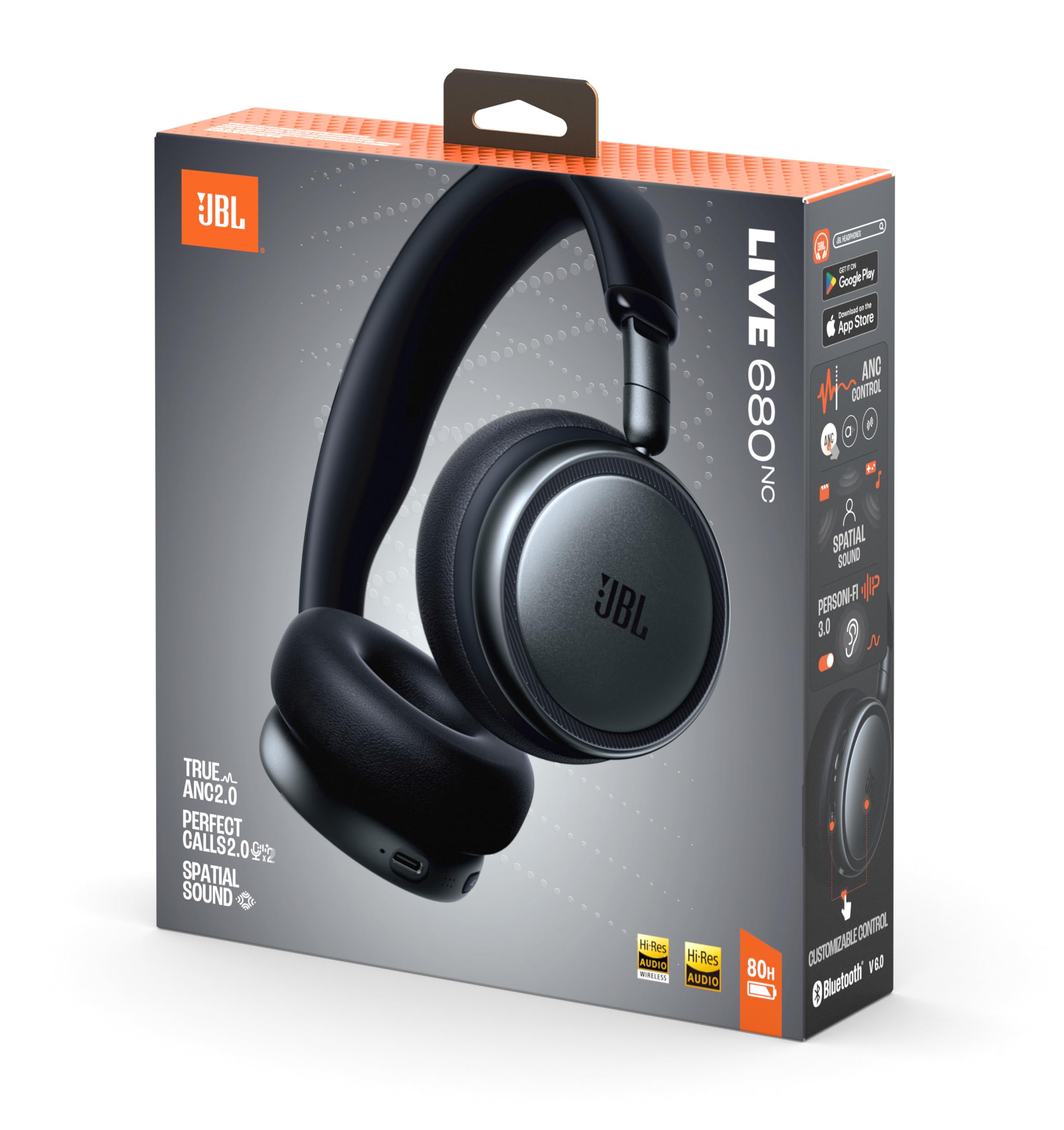 Cuffie On-Ear Bluetooth JBL Live 680NC con Cancellazione Adattiva del Rumore, Nero