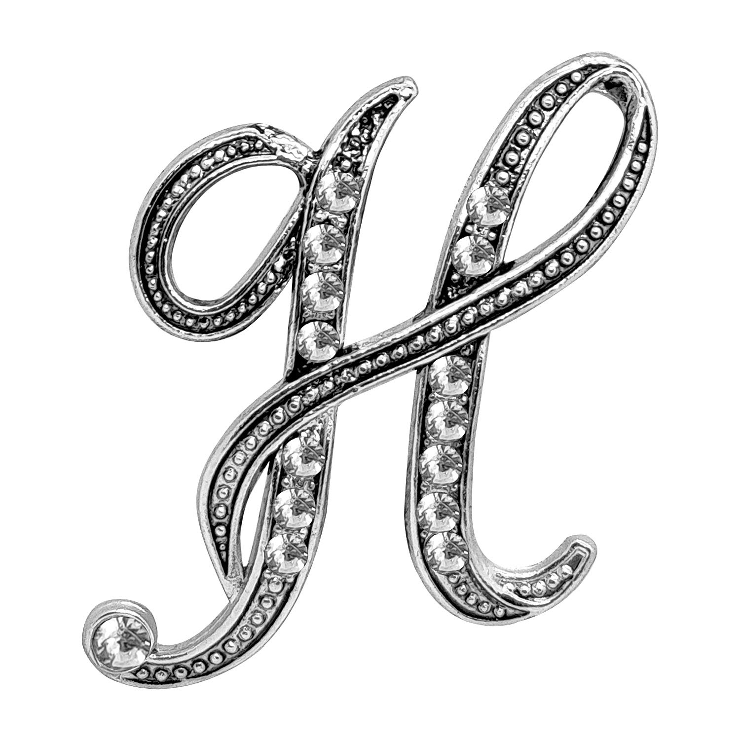 FURE H Initial Metal Brooch (Antique Rhodium) for Men & Women